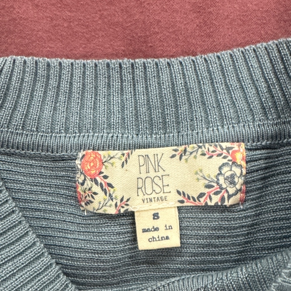 Light Blue Ribbed Knit Sweater - Picture 2 of 2